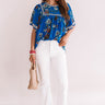 Refreshing In Floral Shift Top In Sapphire Image - 1