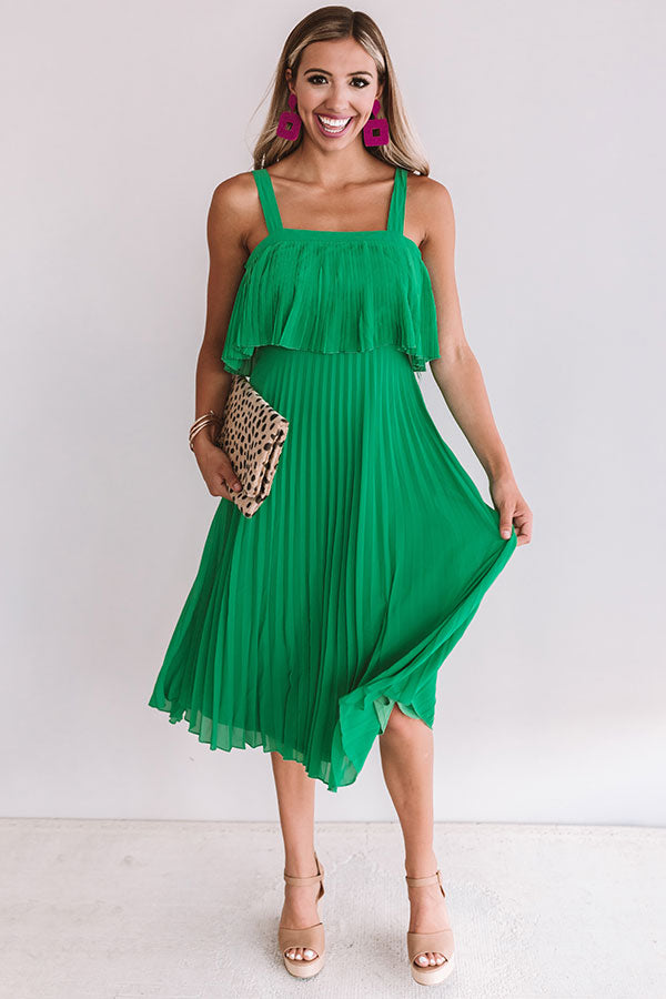 Ooh La Lolly Pleated Midi In Emerald Image - 1