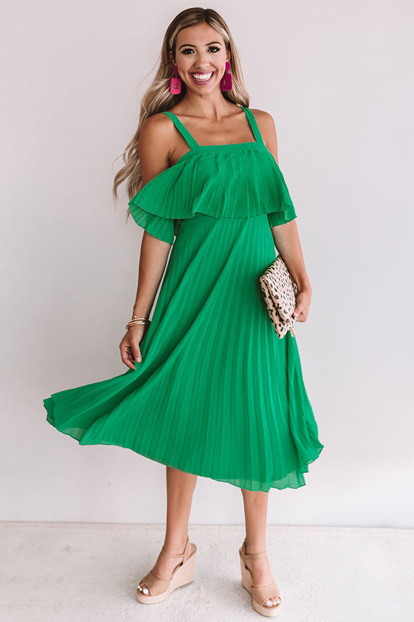Ooh La Lolly Pleated Midi In Emerald Image - 4