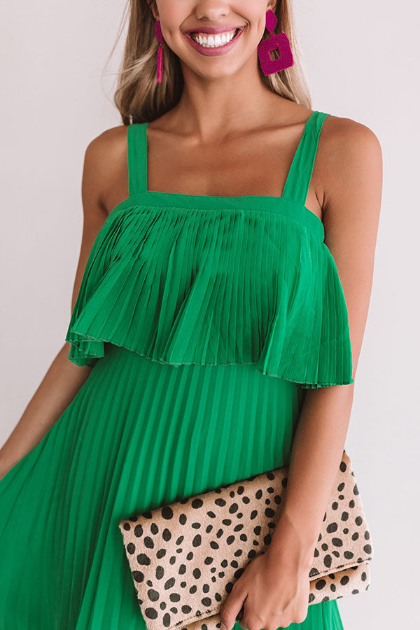 Ooh La Lolly Pleated Midi In Emerald Image - 5