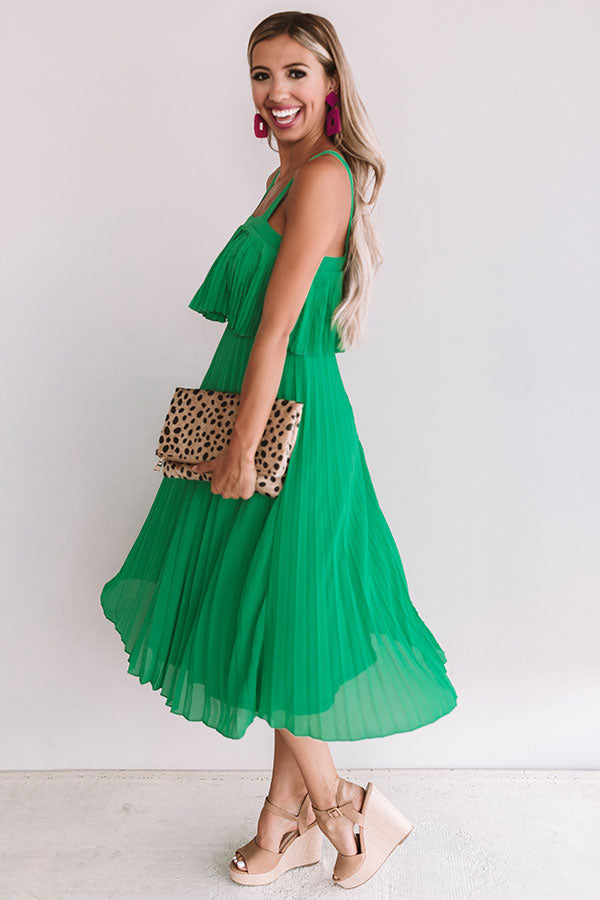Ooh La Lolly Pleated Midi In Emerald Image - 3