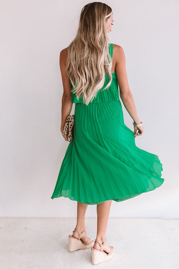 Ooh La Lolly Pleated Midi In Emerald Image - 2