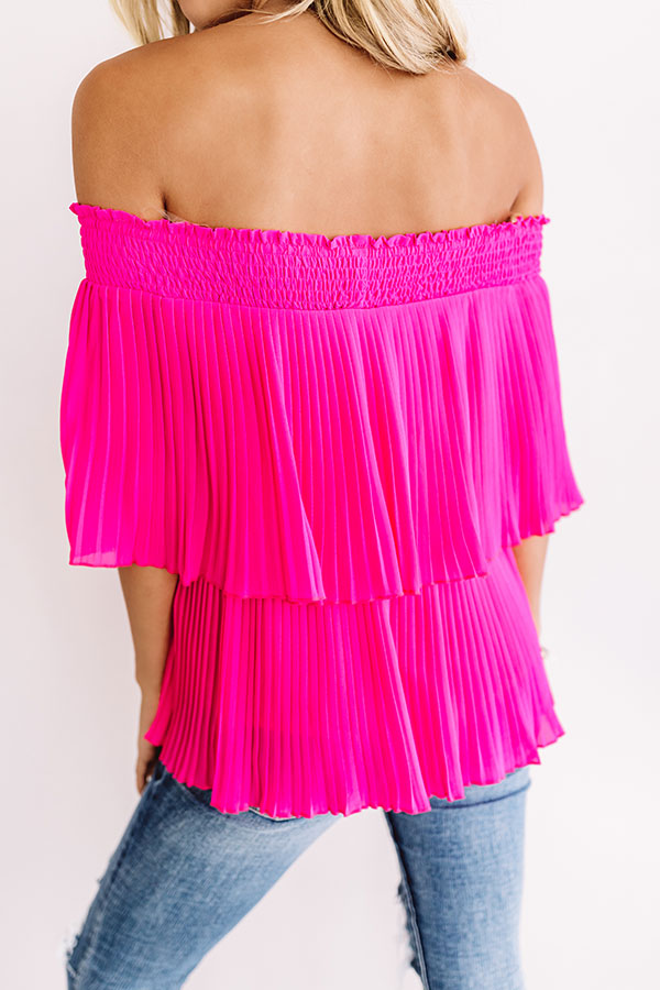Pass The Sangria Pleated Top In Hot Pink Image - 5