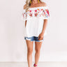 Sunset Palms Embroidered Top In White Image - 1