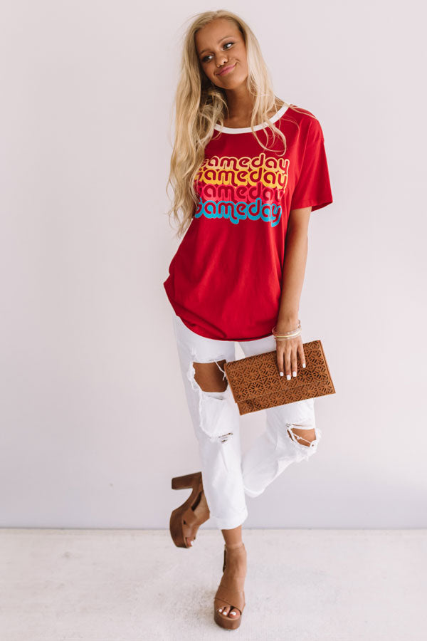 Gameday Ringer Tee In Red Image - 1