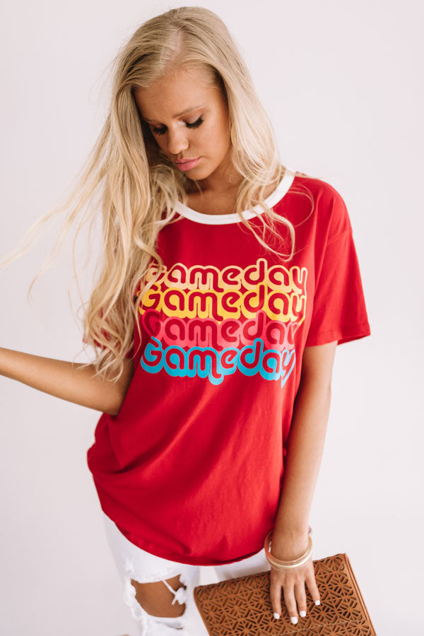 Gameday Ringer Tee In Red Image - 3