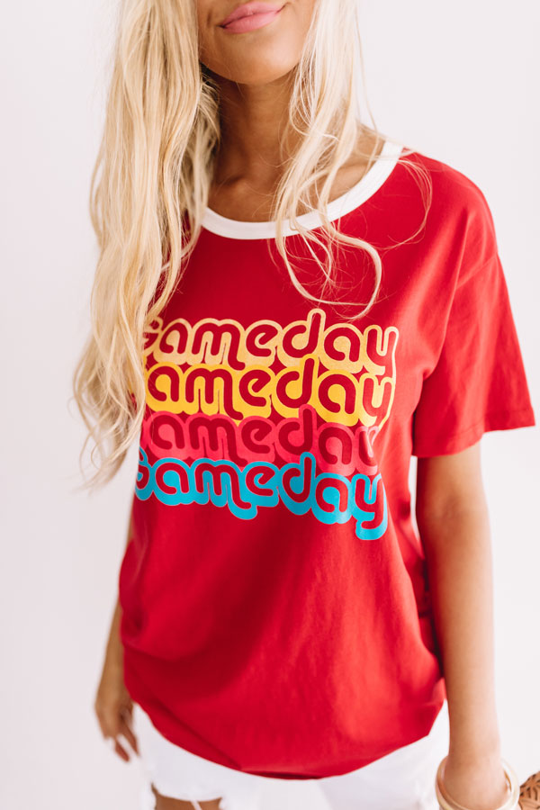 Gameday Ringer Tee In Red Image - 4