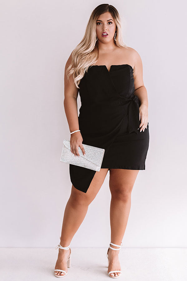 Who's That Girl Front Tie Dress In Black  Curves