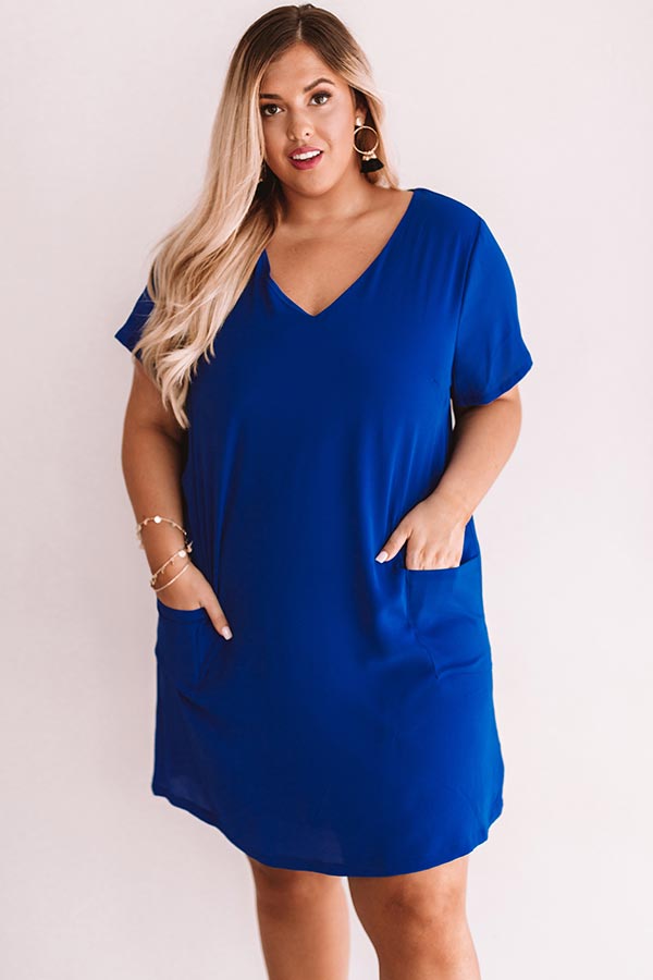 Pier Party Shift Dress In Royal Blue Curves Image - 2