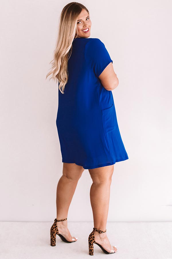 Pier Party Shift Dress In Royal Blue Curves Image - 3