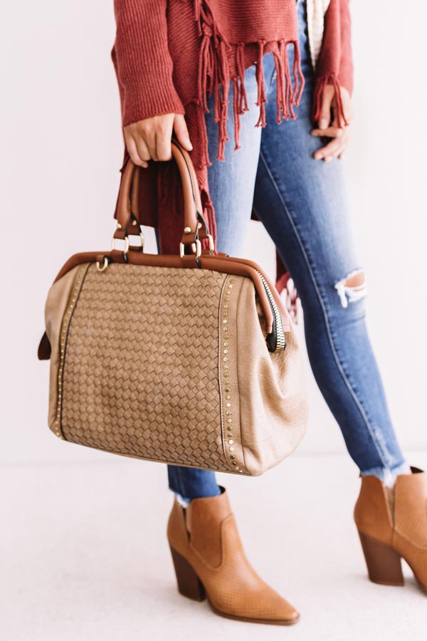 Road Trip Together Faux Leather Tote In Warm Taupe Image - 1