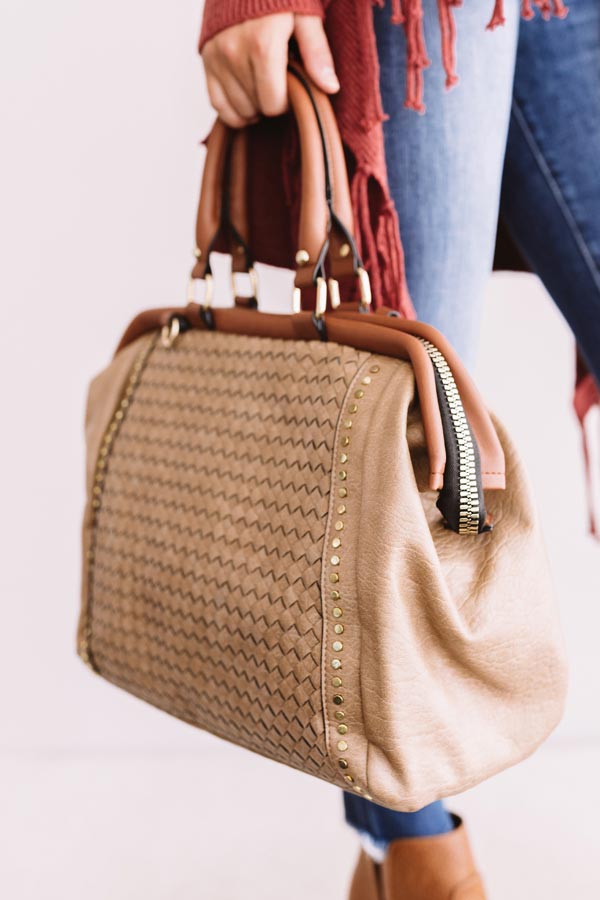 Road Trip Together Faux Leather Tote In Warm Taupe Image - 3