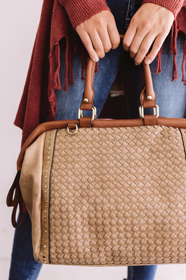 Road Trip Together Faux Leather Tote In Warm Taupe Image - 2