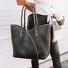 Weekend In NYC Faux Leather Tote In Black Image - 1