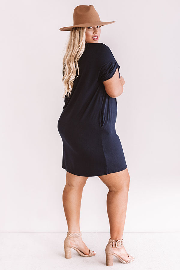 Hyde Park T-Shirt Dress In Navy Curves Image - 5