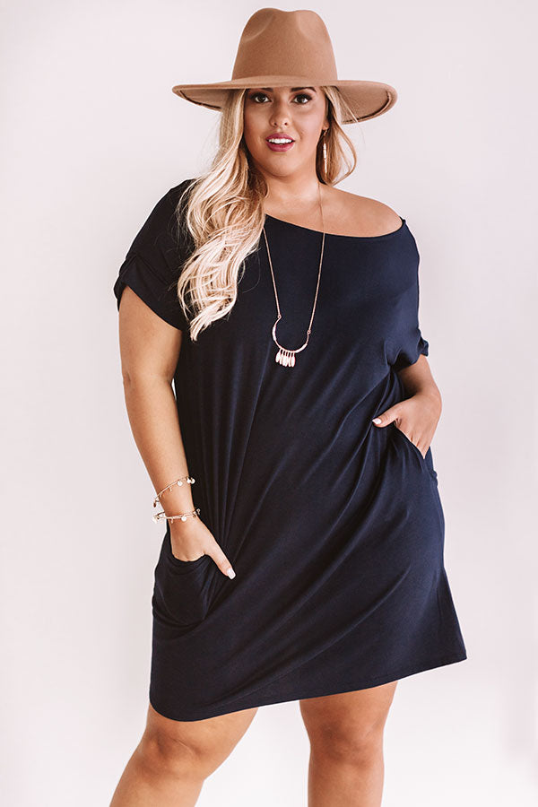 Hyde Park T-Shirt Dress In Navy Curves Image - 3