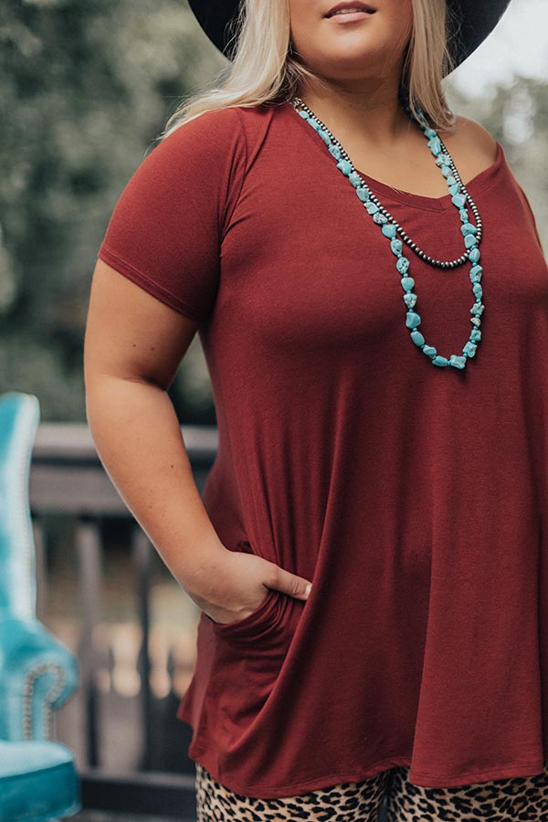 Down, Set, Chic T-Shirt Dress In Dark Rust Curves Image - 4