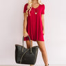 Down, Set, Chic T-Shirt Dress In Red Image - 1