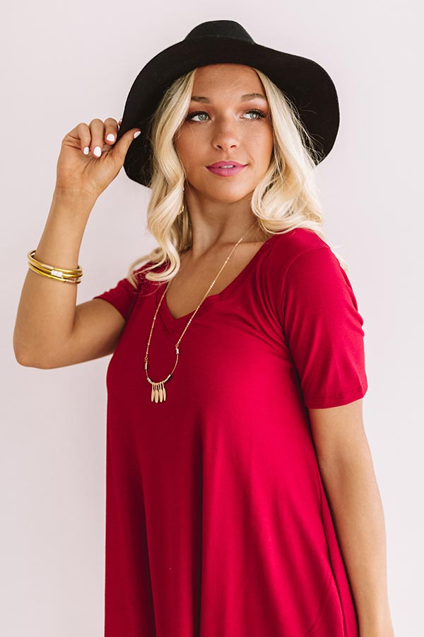 Down, Set, Chic T-Shirt Dress In Red Image - 2