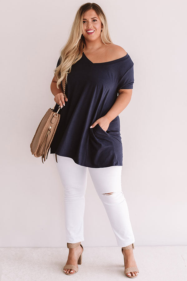 Down, Set, Chic T-Shirt Dress in Navy  Curves Image - 1