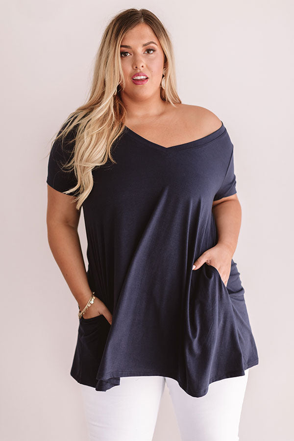Down, Set, Chic T-Shirt Dress in Navy  Curves Image - 2