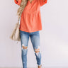 Bellini Brunch Henley Top In Coral Image - 1