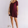Down, Set, Chic T-Shirt Dress In Maroon Image - 1
