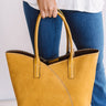 Weekend In NYC Faux Leather Tote In Mustard Image - 1