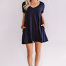 Down, Set, Chic T-Shirt Dress In Navy Image - 1