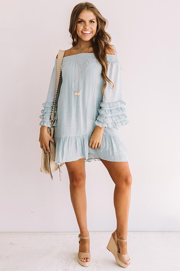 Sweet Sippin' Shift Dress In Light Airy Blue – Impressions Online Boutique