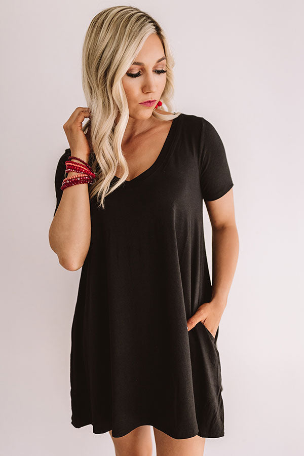 Down, Set, Chic T-Shirt Dress In Black Image - 2