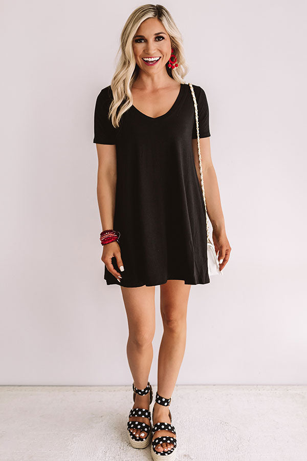 Down, Set, Chic T-Shirt Dress In Black Image - 1