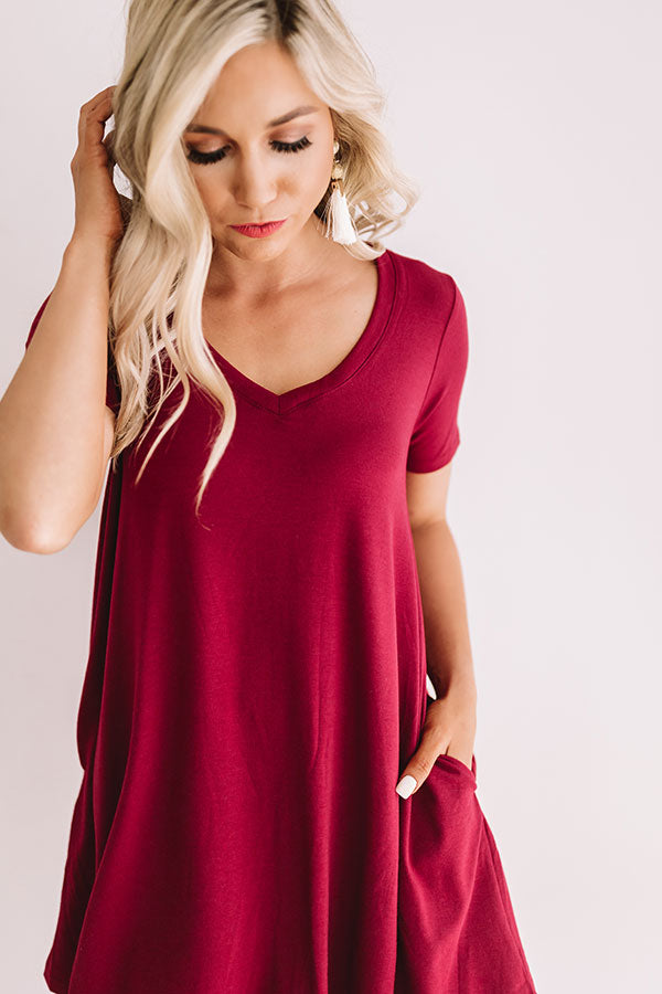 Down, Set, Chic T-Shirt Dress In Wine Image - 4