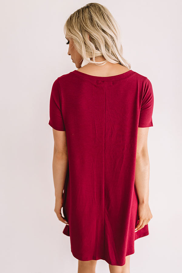 Down, Set, Chic T-Shirt Dress In Wine Image - 5