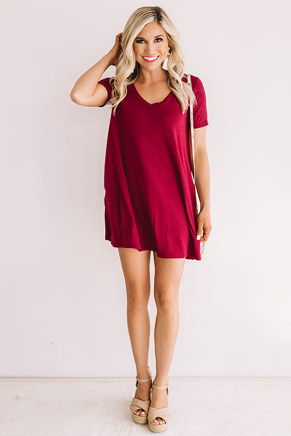 Down, Set, Chic T-Shirt Dress In Wine Image - 1