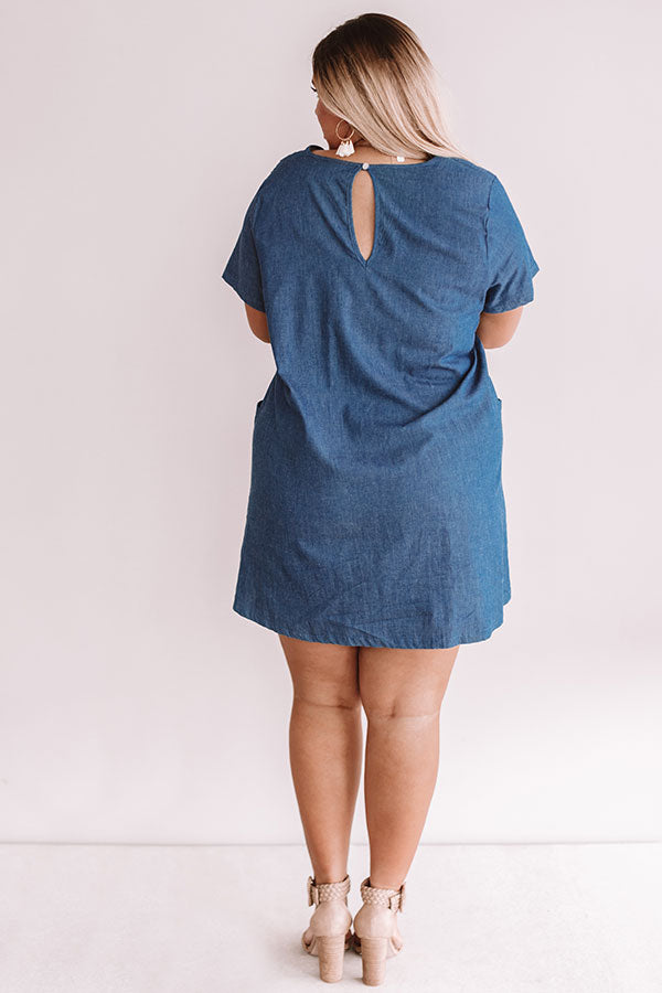 Pier Party Chambray Shift Dress In Medium Wash Curves Image - 5