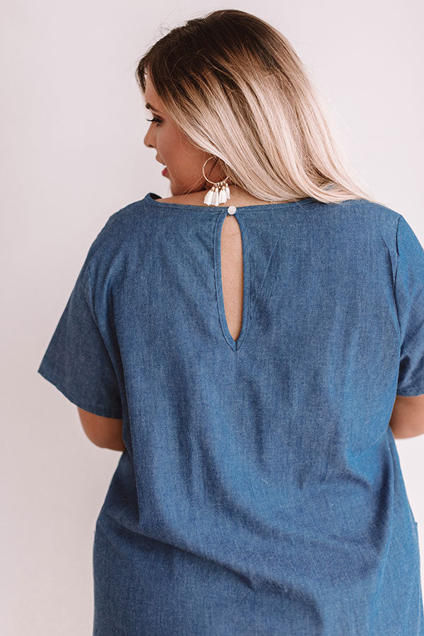 Pier Party Chambray Shift Dress In Medium Wash Curves Image - 4