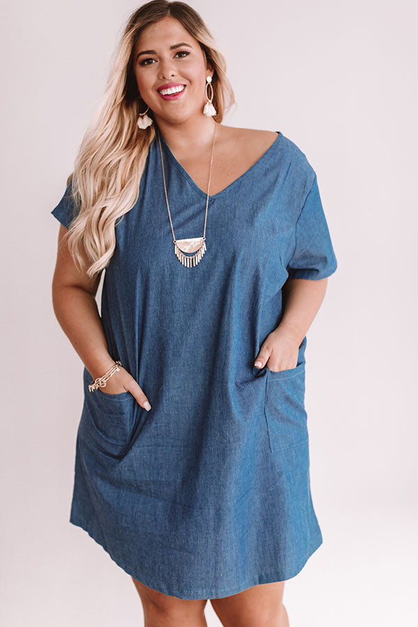 Pier Party Chambray Shift Dress In Medium Wash Curves Image - 3