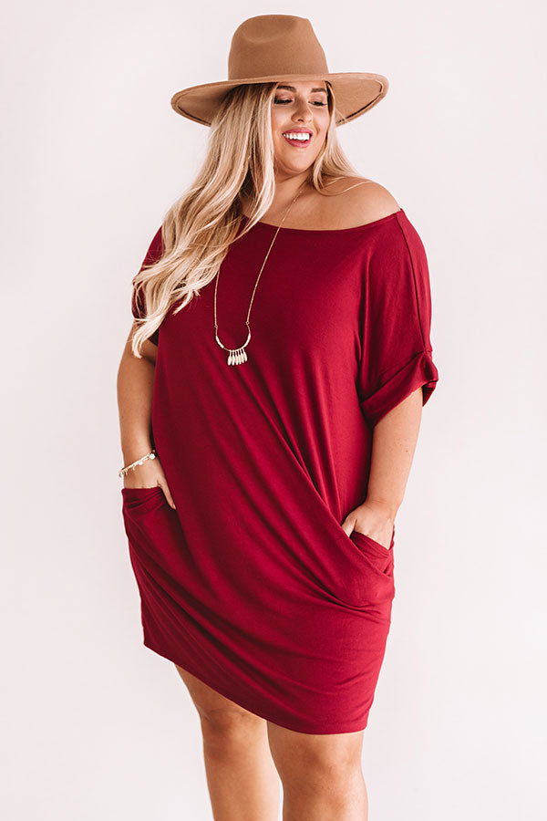Hyde Park T-Shirt Dress In Wine  Curves Image - 3