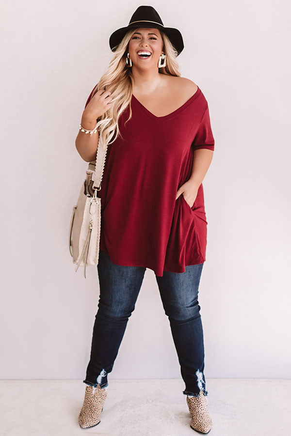 Down, Set, Chic T-Shirt Dress In Wine  Curves Image - 1
