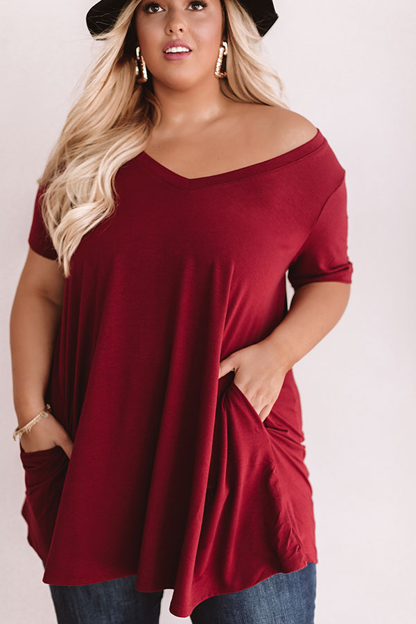 Down, Set, Chic T-Shirt Dress In Wine  Curves Image - 3