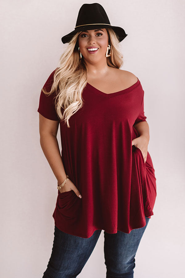Down, Set, Chic T-Shirt Dress In Wine  Curves Image - 2