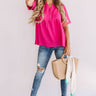 Bellini Brunch Henley Top In Hot Pink Image - 1