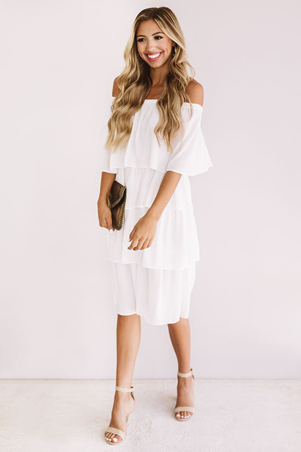 European Romance Tier Dress In White Image - 2