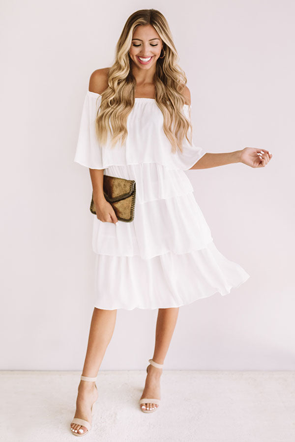 European Romance Tier Dress In White Image - 1