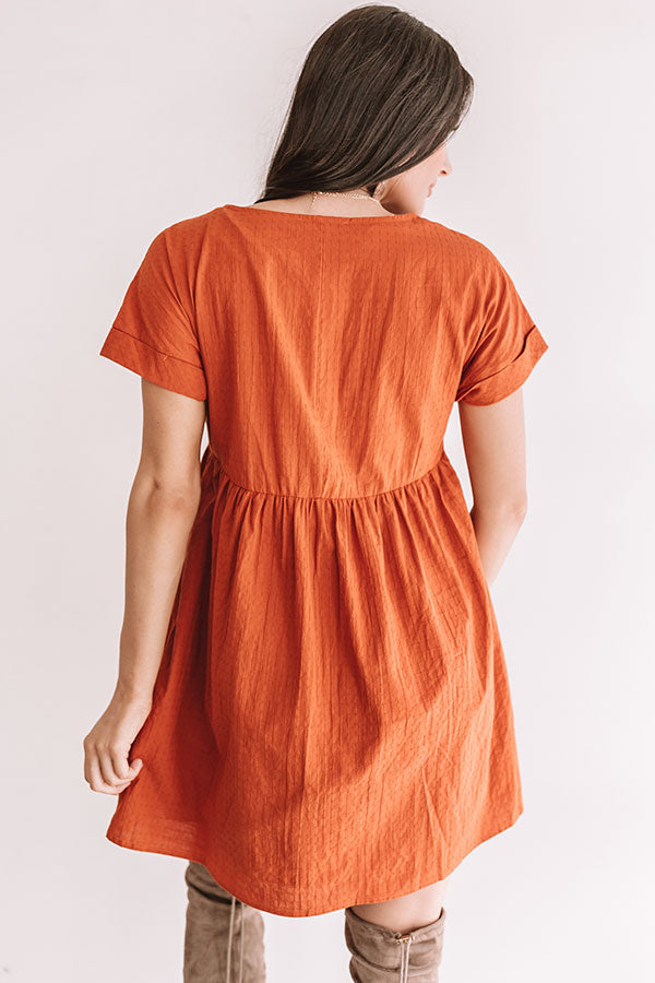 Rooting For You Babydoll Dress in Rust Image - 4