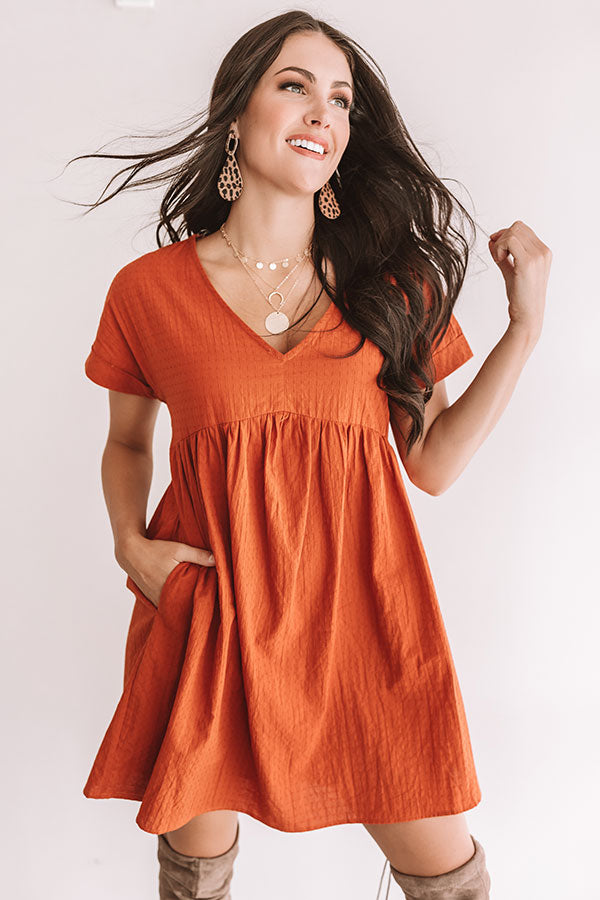 Rooting For You Babydoll Dress in Rust Image - 1