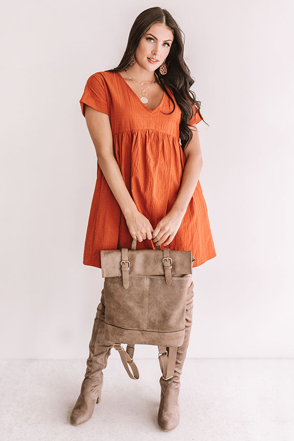 Rooting For You Babydoll Dress in Rust Image - 3