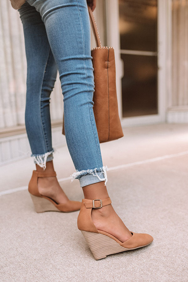 The Seraphina Faux Leather Wedge in Brown Image - 2