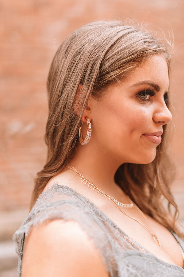 Decide To Dance Hoop Earrings In Dusty Purple Image - 1